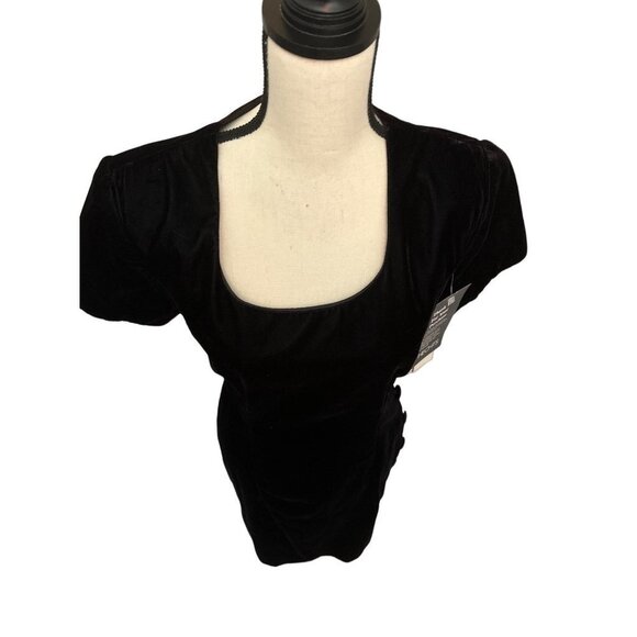 NWT Jessica Howard Black Dress Velvet Covered Buttons Down Side Scoop Neck 12 - Picture 5 of 13